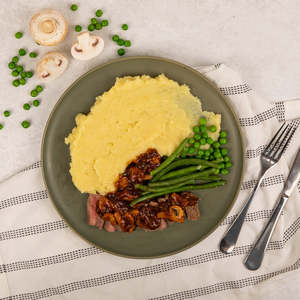 All: Steak with Potato Mash, Gravy & Greens
