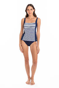 Textured Rib And Mesh: Portsea Tankini Pleated Top (Final Sale)