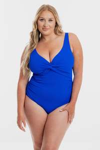 One Piece 1: Cobalt Pebbled Texture Twist One Piece Swimsuit