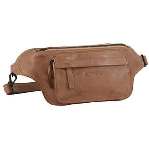 Pierre Cardin Rustic Leather Belt Bag - Burro