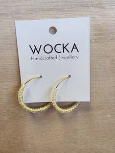 Accessories: Yellow Beaded Gold Hoops