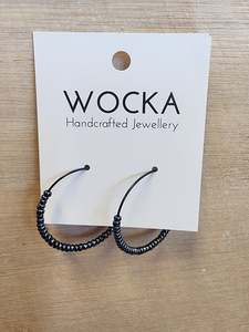 Accessories: Metallic Black Beaded Hoops