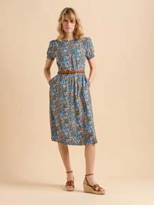Navy Secret Garden Midi Dress