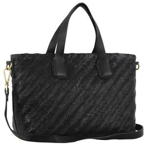 Pierre Cardin Woven Embossed Leather Tote - Black