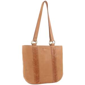 Pierre Cardin: Pierre Cardin Herringbone Embossed Leather Shoulder Bag - Tan