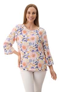 Plum 3/4 sleeve print top