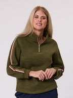Tops: Zurri Fleece Tunic Top - Olive