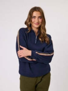 Zurri Fleece Tunic Top - Navy