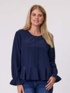 Tops: Blake Pleated Front Blouse - Navy