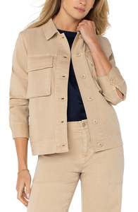 Liverpool Button Front Cargo Jacket - Cappuccino