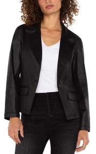 Liverpool Notch Collar Blazer - Coated Black