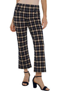 Pants: Liverpool Stella Pull-on Kick Flare - Plaid