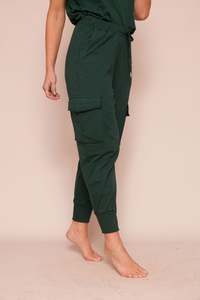 Pants: Suzy D Josephine Jersey Cargo Jogger - Bottle Green