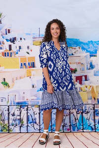 Classified Madrid Pleat Front Dress - Cobalt