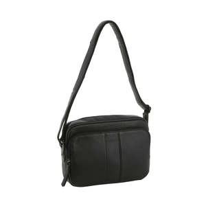 Milleni: Milleni Leather Ladies Multi-Zip Cross-Body Bag - Black