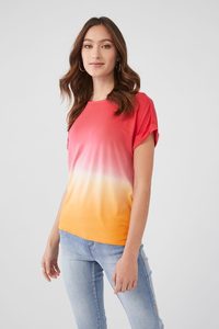 Fdj: FDJ Dip Dyed Boatneck Top - Papaya Ombre