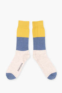 Brakeburn Socks: BRAKEBURN MENS OATMEAL COLOUR BLOCK SOCKS