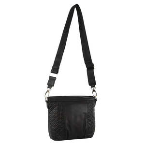 Sale Womens: Pierre Cardin Stamped Leather Cross Body Bag - Black