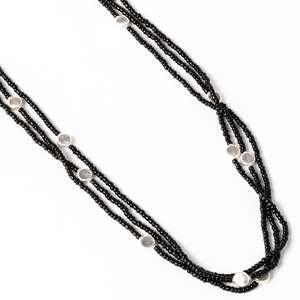 Jewellery: Stilen Kristen Triple Chain Beaded Necklace - Black