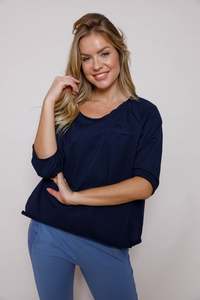 Summer Sale: SUZY D - MOLLIE SWEATSHIRT W POCKET DETAIL - NAVY