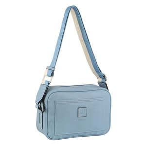 Vegan Leather: Ladies Cross Body Bag - Light Blue