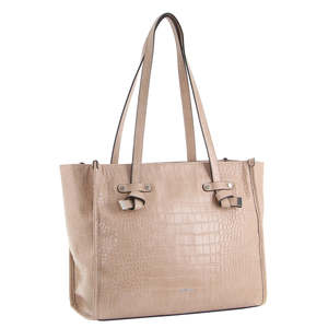 Vegan Leather: Milleni Vegan Leather Tote Bag - Blush Croc