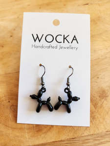 Black Balloon Dog Earrings