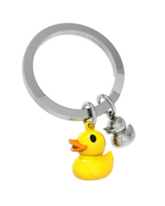 Entire: Yellow Duck Keychain with Duckling Charm