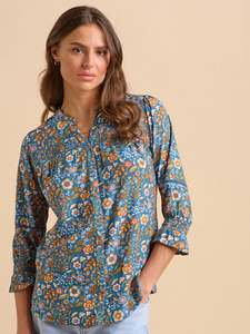 Navy Secret Garden Blouse