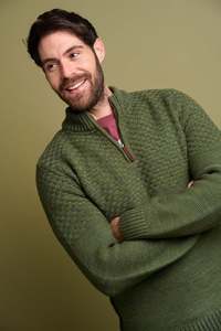 Sale Mens: Khaki Quarter Zip Knit Jumper