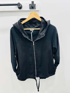 Suzy D: SUZY D - STRETCH COTTON JERSEY MIX HOODY JACKET - BLACK