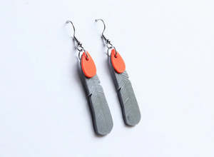 Remix Plastic: Kokako Feather Earrings - Orange