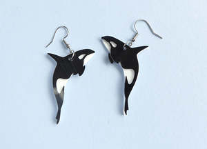 Remix Plastic: Orca Earrings - Black/White