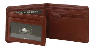 Menswear: Milleni Tan Men's Leather Bi-Fold Wallet