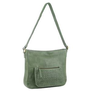 Pierre Cardin Large Woven Embossed Cross Body Bag - Green