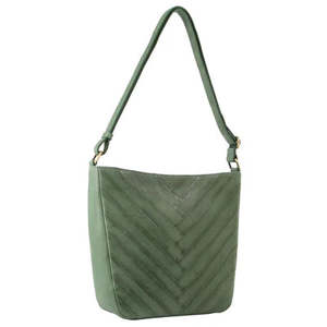 Pierre Cardin Herringbone Leather Large Crossbody Bag - Green
