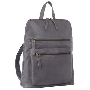 Womenswear: PIERRE CARDIN URBAN LEATHER LADIES BACKPACK - SLATE GREY