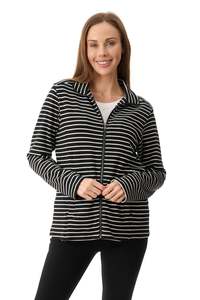 Nebo Striped Zip Jacket - Black/Cream