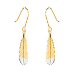 Just Landed: Huia Feather Pendant Earrings - Gold