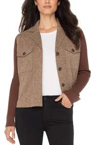 Womenswear: Brown Shacket with Sweater Sleeves