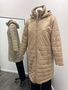 Jackets: Givoni Longline Puffer Jacket - Flax