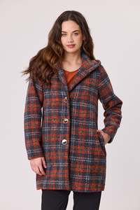 Democracy Hooded Coat - Charcoal/Rust