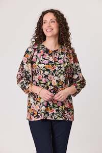 Just Landed: Classified Toulon 3/4 Sleeve Floral Blouse - Black