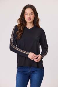 Democracy Tilda Side Tape Top -Black