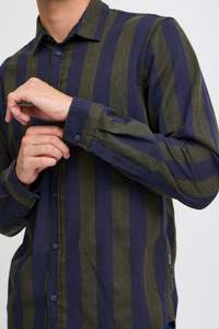Blend Striped Shirt - Navy/Olive