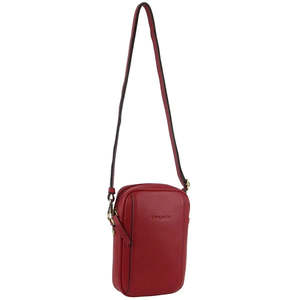 Social Media: Pierre Cardin Two Tone Urban Look Leather Crossbody Bag - Red