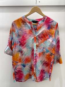 Tab roll sleeve blouse - Bells Carnation