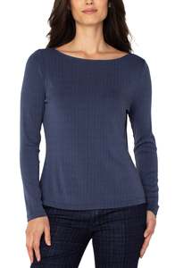Boat neck knit top - Navy