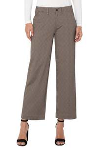 Just Landed: Wide leg crop trouser - Coffee/Sand stripe