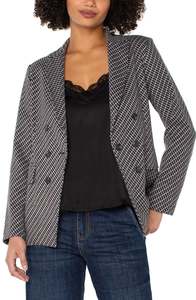 Jackets: Check button blazer - Navy/toffee